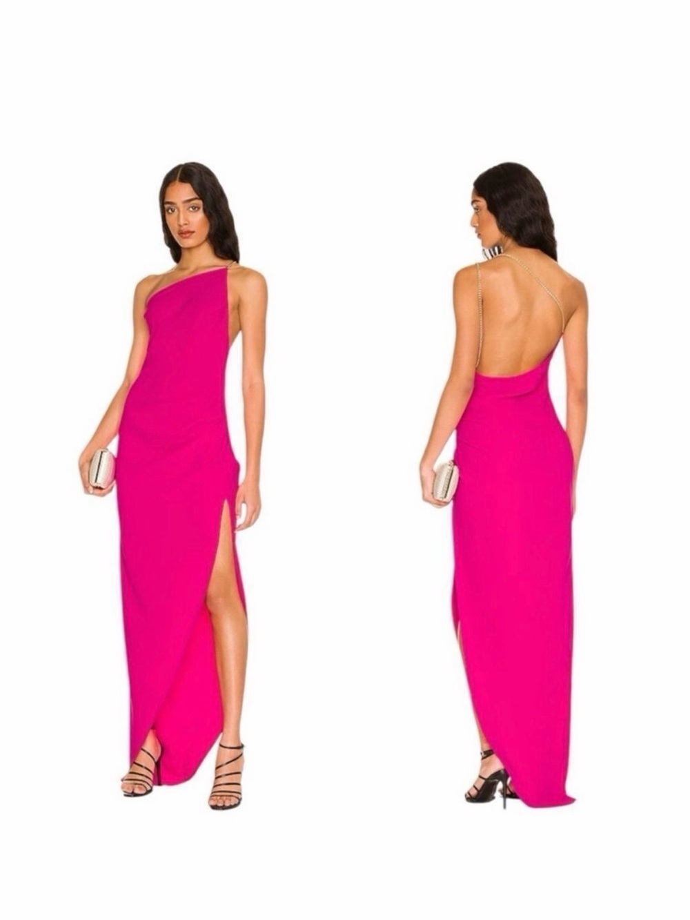 Amanda Uprichard ‘Marea’ One-Shoulder Hot Pink Evening Gown
